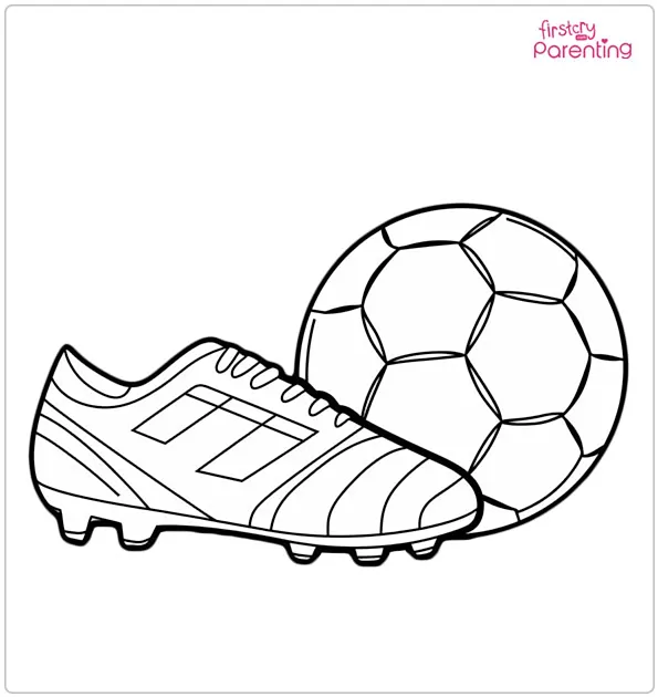 Soccer Boot And Ball Coloring Page