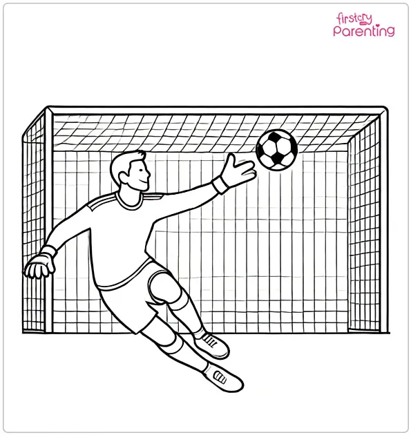 Soccer Goalkeeper Catching a Ball Coloring Page