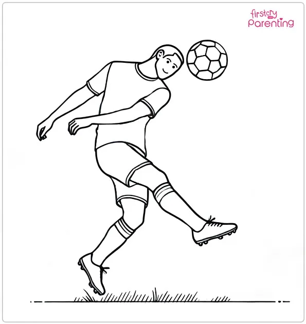 Soccer Player Doing a Header Coloring Page
