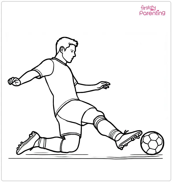 Soccer Player Doing a Slide Tackle Coloring Page