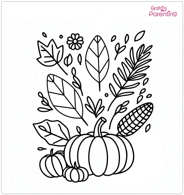 Give Thanks With Fall Elements Coloring Page