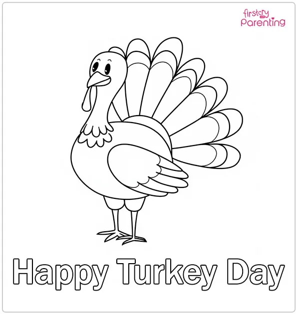 Happy Turkey Day Coloring Page