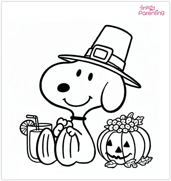 Snoopy Thanksgiving Coloring Page