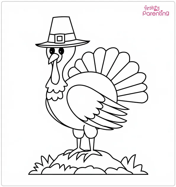 Turkey in the Pilgrim Hat Coloring Page