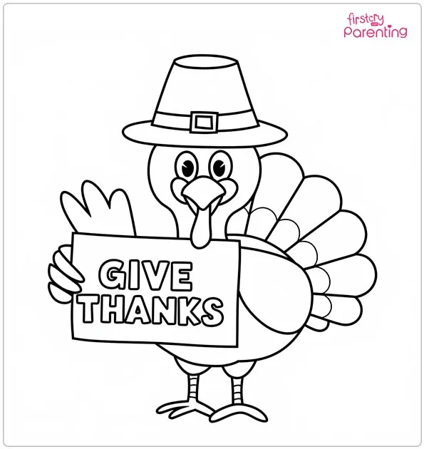 Turkey Says Give Thanks Coloring Page