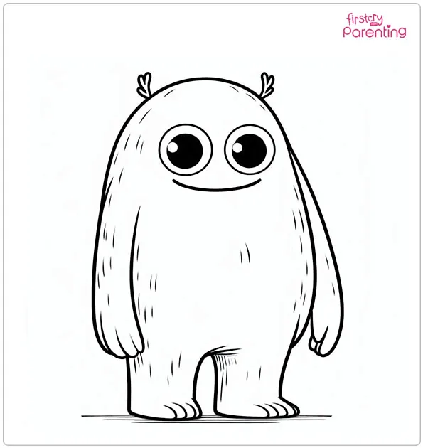 Happy Big Foot Monster Coloring Page
