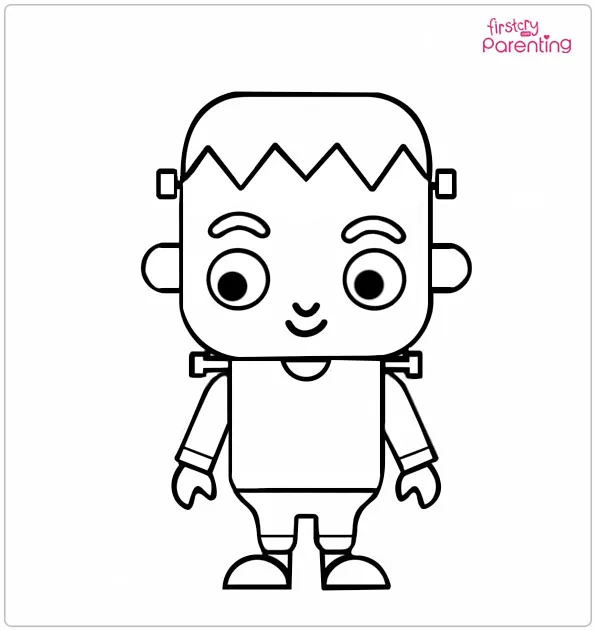 Kid Frankenstein Cute Monster Coloring Page