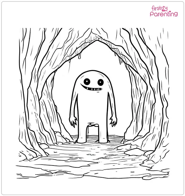 Monster in a Cave Coloring Page