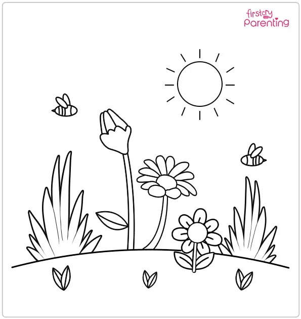 Cute Spring Coloring Page
