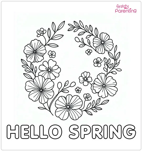 Hello Spring Coloring Page