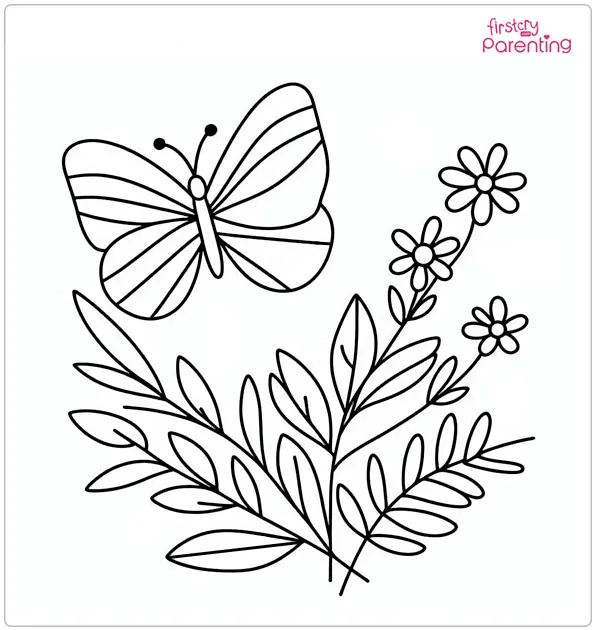 Spring Butterfly Coloring Page