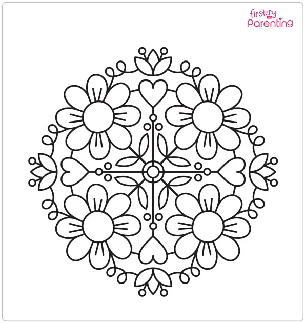 Spring Mosaic Coloring Page