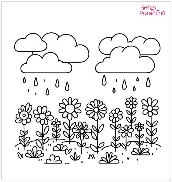 Spring Rain Coloring Page