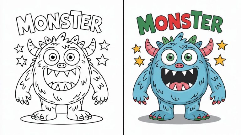 Monster Colouring Page - Free Printable Pages For Kids