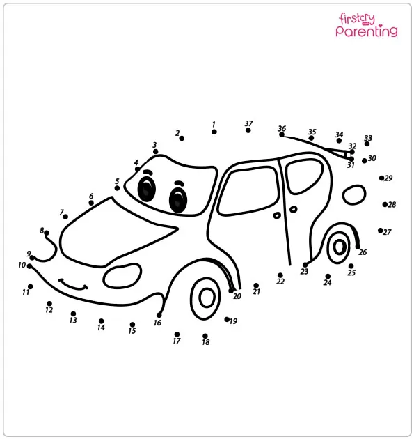 Car Dot to Dot Coloring Page