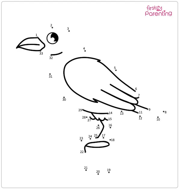 Crow Dot to Dot Coloring Page