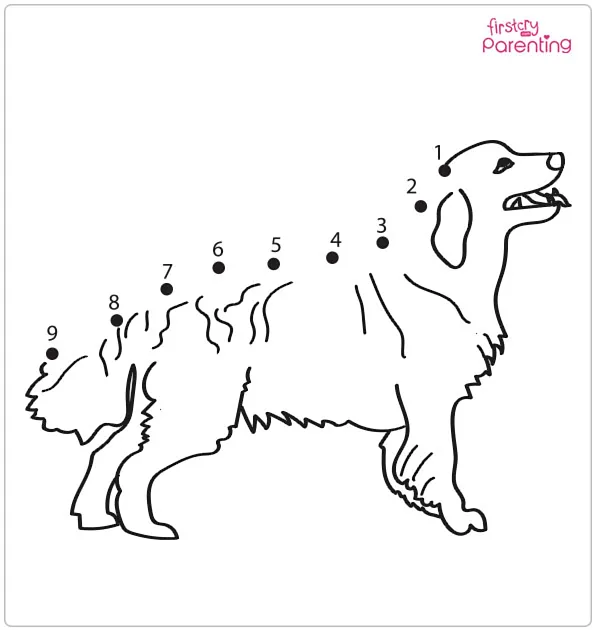 Dog Dot to Dot Coloring Page