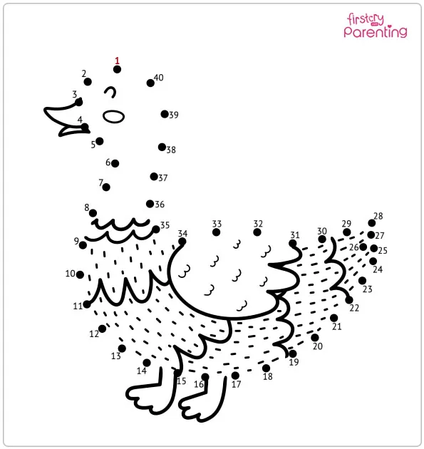 Duck Dot to Dot Coloring Page