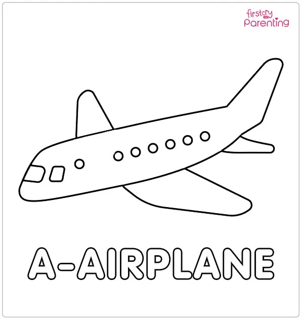 A is for Airplane Coloring Page