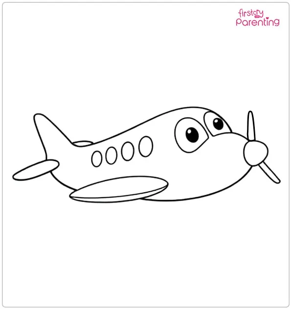 Cute Cartoon Airplane Coloring Page