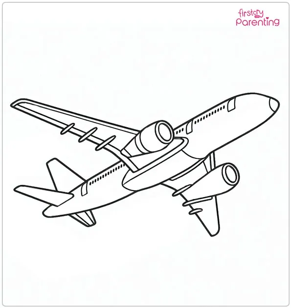 Realistic Airplane Coloring Page