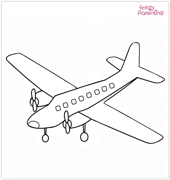Twin Engined Plane Coloring Page