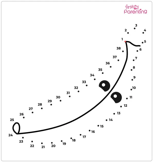 Banana Dot to Dot Coloring Page