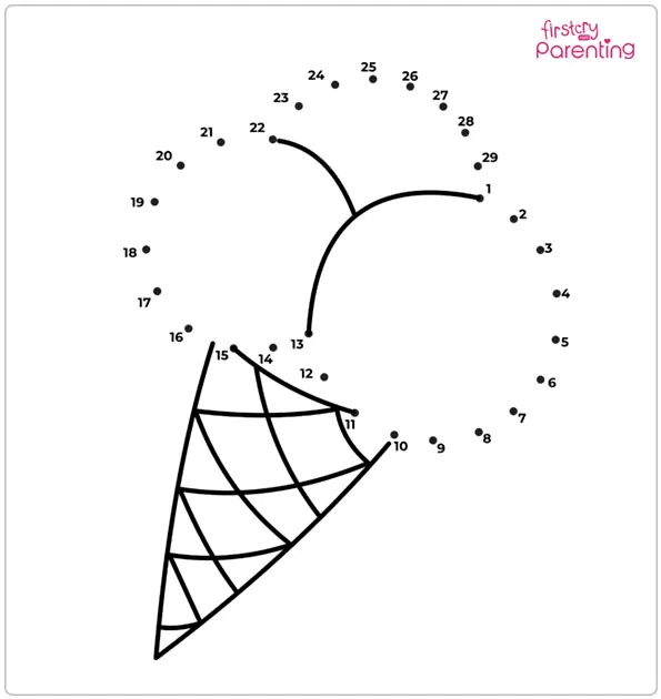 Ice Cream Dot to Dot Coloring Page