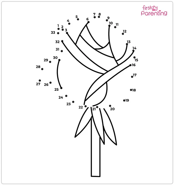 Rose Dot to Dot Coloring Page