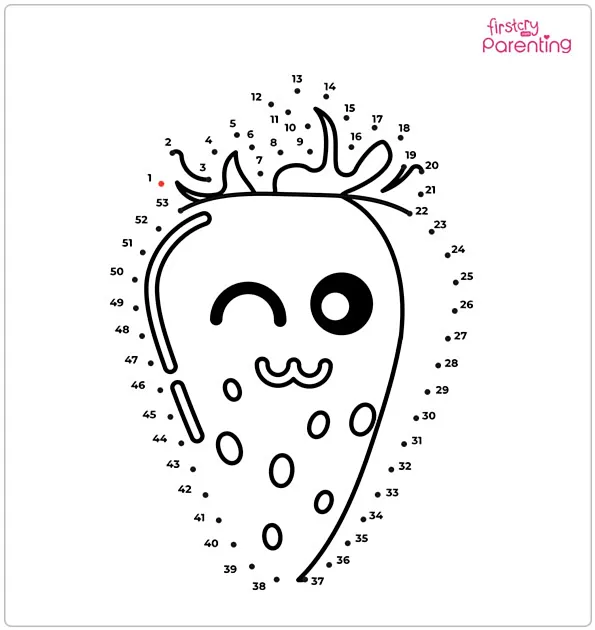 Strawberry Dot to Dot Coloring Pages