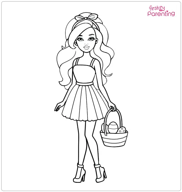 Barbie Easter Coloring Page