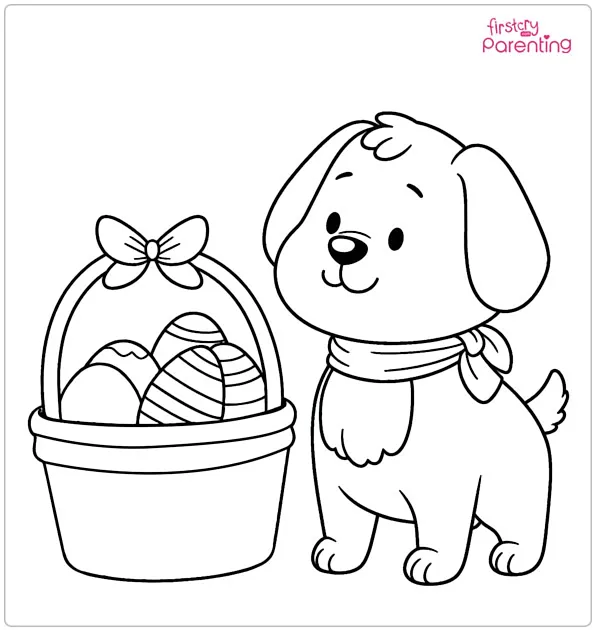Dog Easter Coloring Page