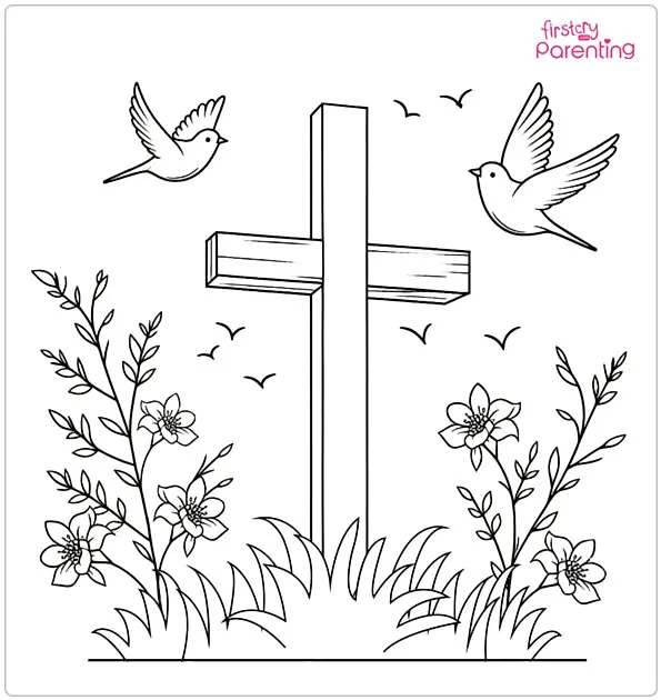 Easter Cross Coloring Page