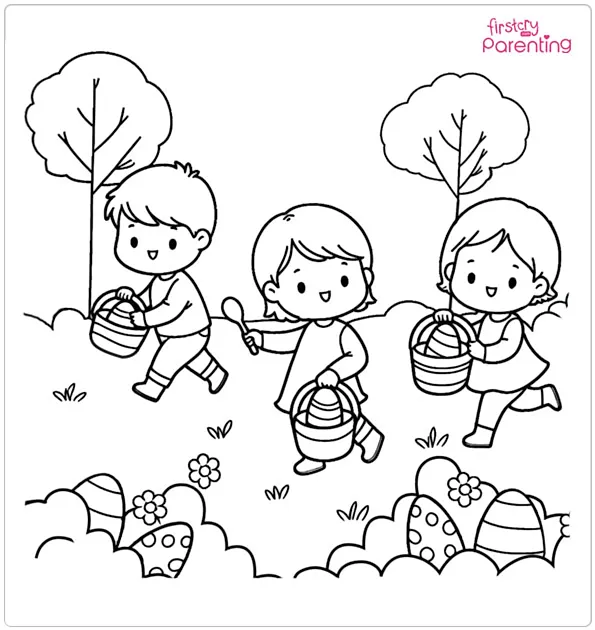 Easter Egg Hunt Coloring Page