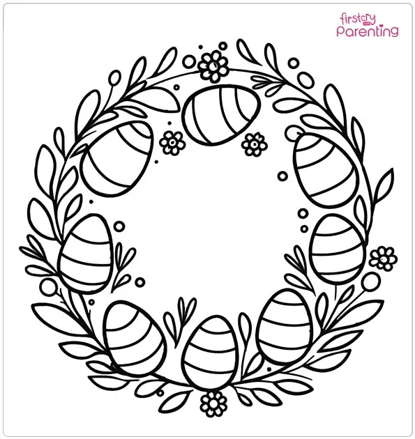 Easter Wreath Coloring Page