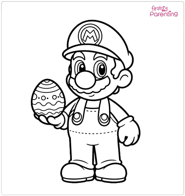 Mario Easter Coloring Page