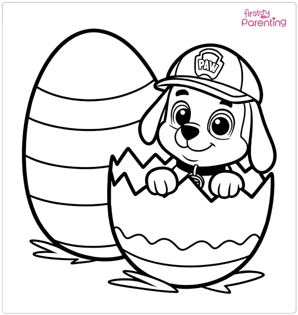 Paw Patrol and Easter Egg Coloring Page
