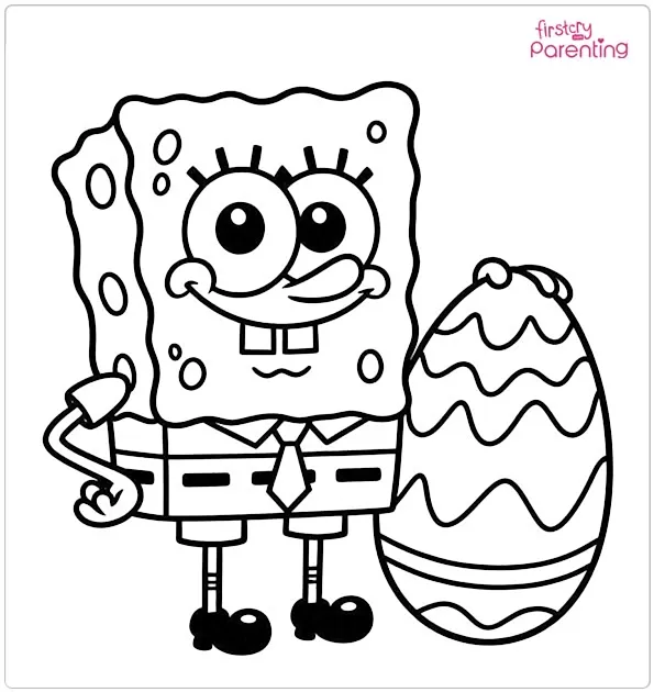 Spongebob with Easter Egg Coloring Page