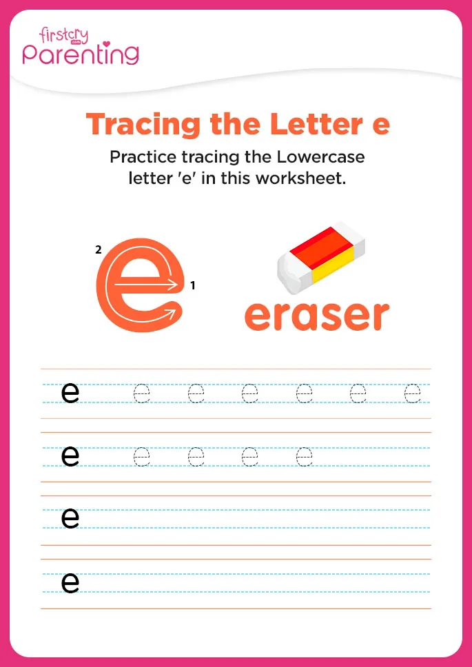 e for eraser worksheet