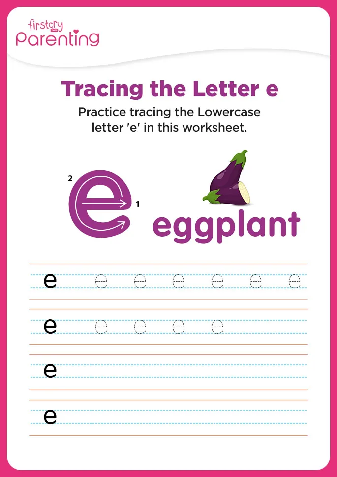 e for eggplant worksheet