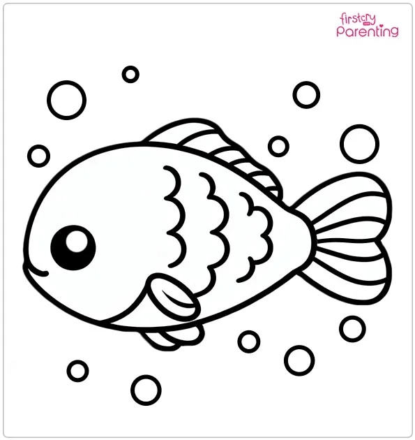 Fish With Small Bubbles Coloring Page