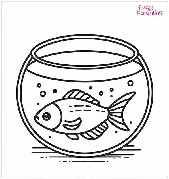Fish in Bowl Coloring Page