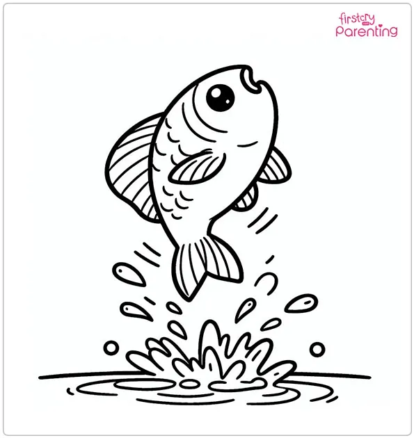 Jumping Fish Coloring Page