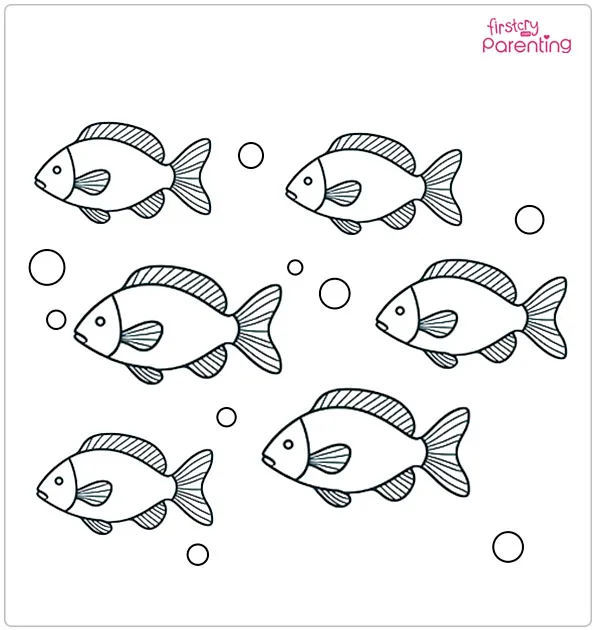 Six Fishes Coloring Page