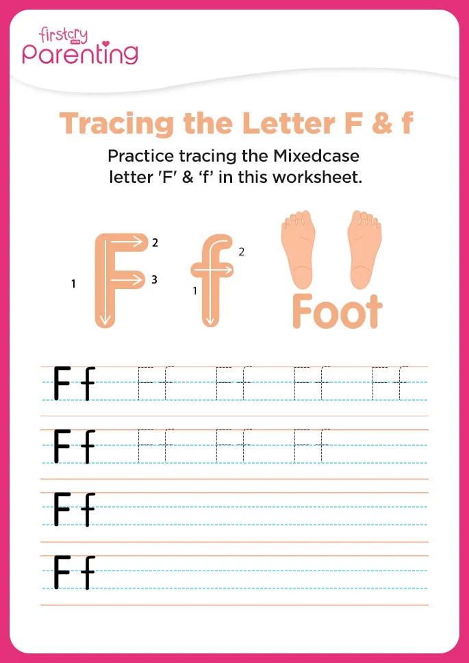 Upper and Lowercase 'Ff' Tracing Worksheet