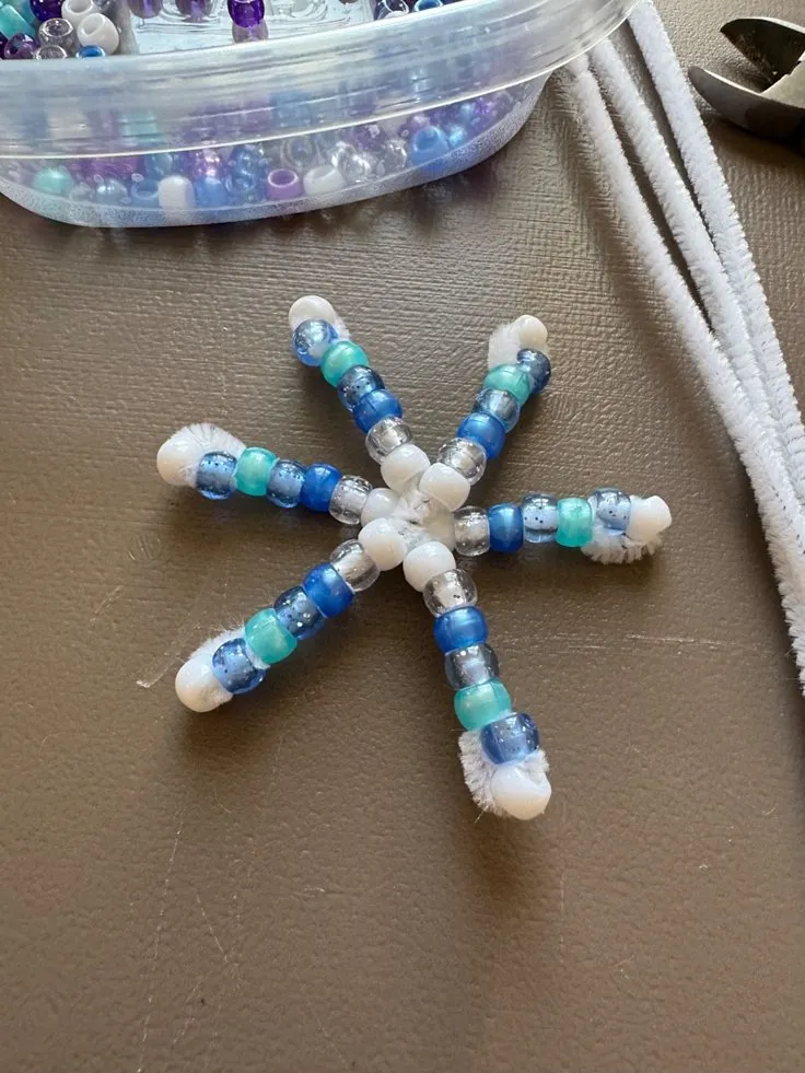 Beads and Pipe Cleaner Snowflakes