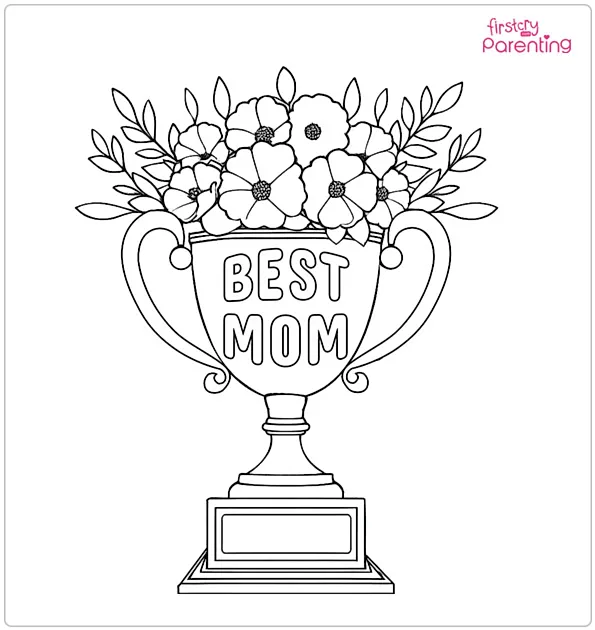 Best Mom Trophy Coloring Page