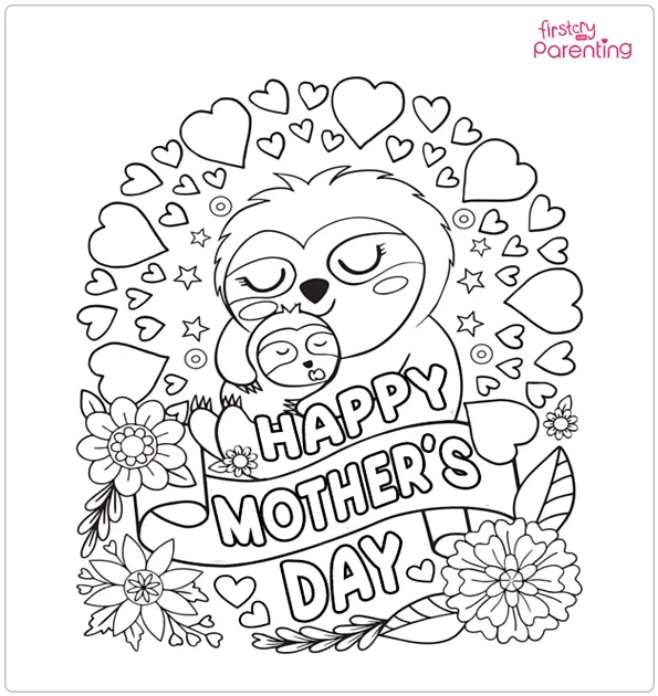 Happy Mother's Day Doodle Coloring Page