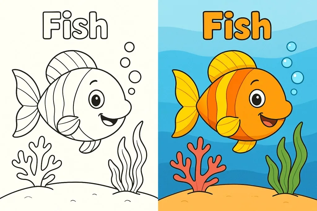 Fish Coloring Figure Pin By Coloring Pages Bubakids On Cartoon Coloring Pages Fish