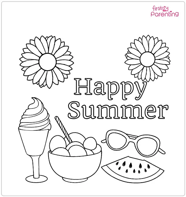 Happy Summer Coloring Page